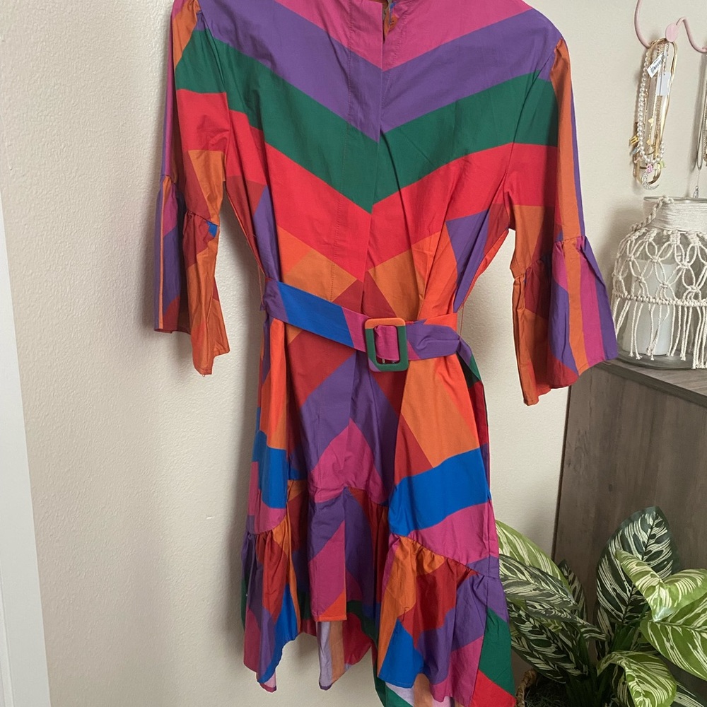 Farm Rio Rainbow Tie Waist Dress